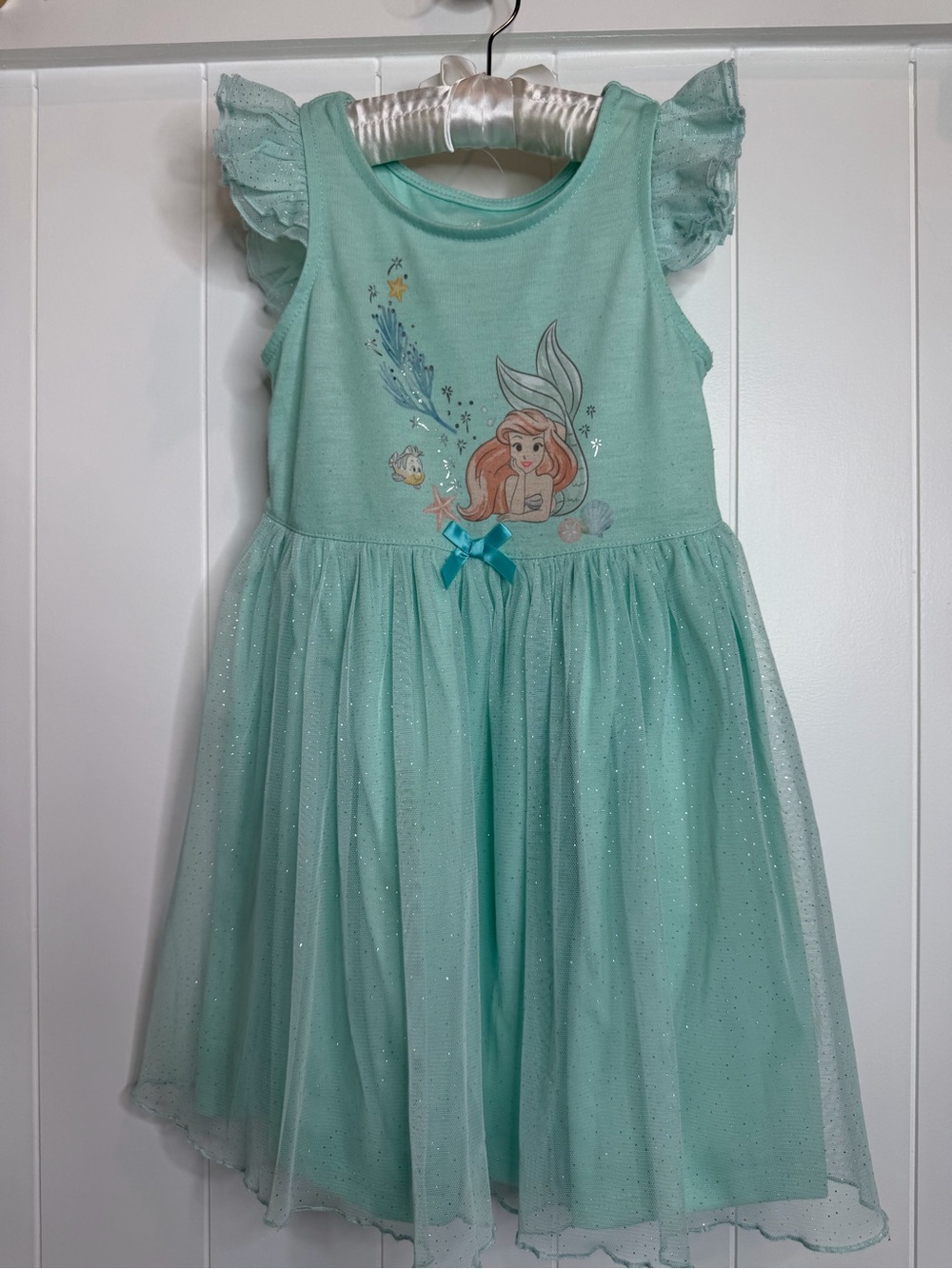 Disney Mint Green Ariel Tulle Dress with Ruffle Sleeves